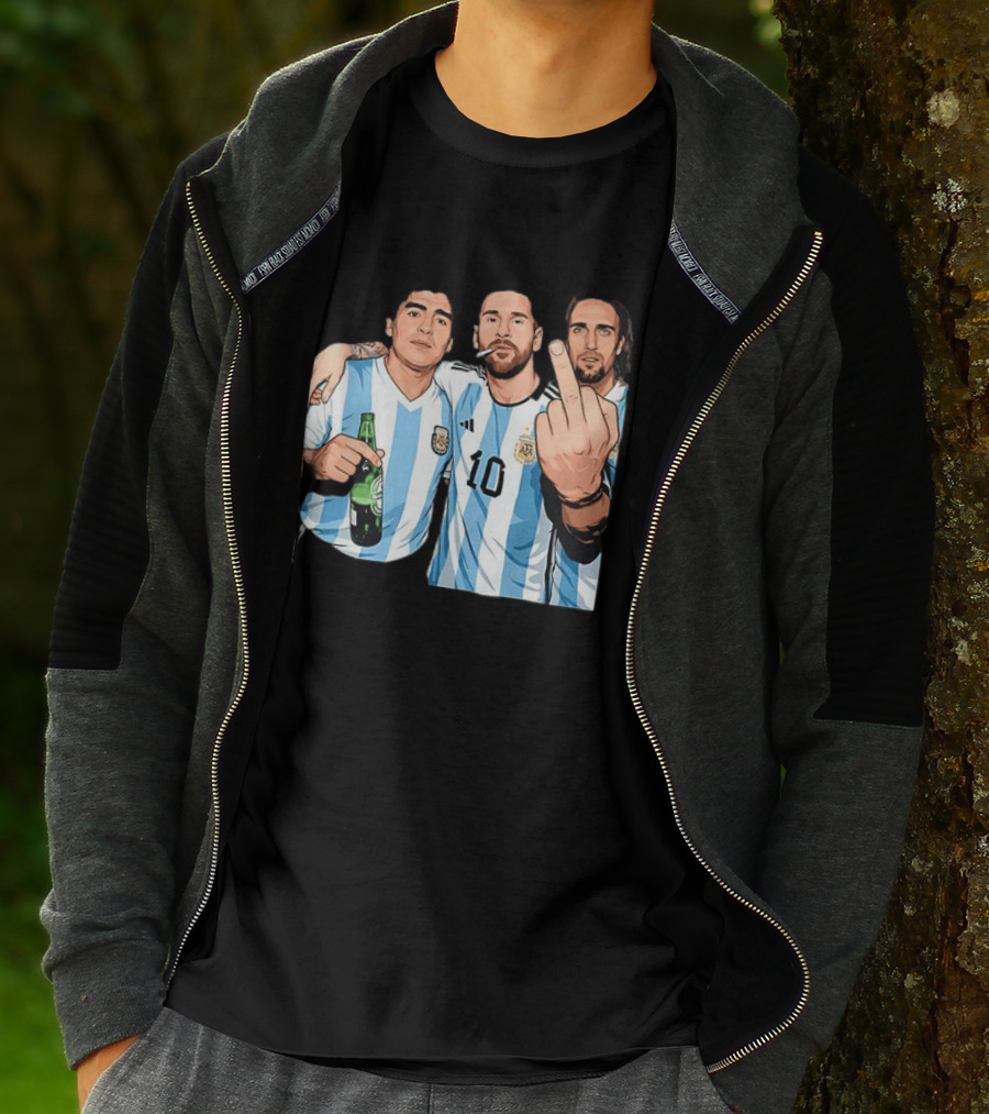 Messi Maradona Batistuta Argentina Football Legends T-Shirt