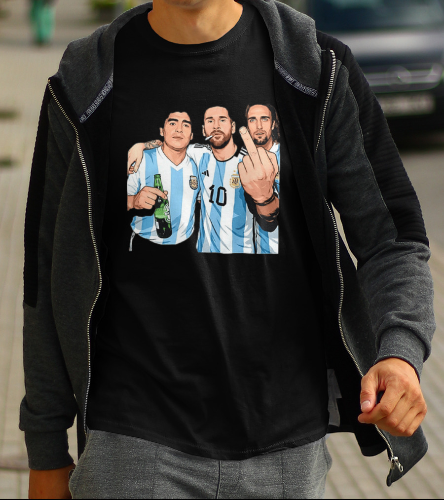 Messi Maradona Batistuta Argentina Football Legends T-Shirt