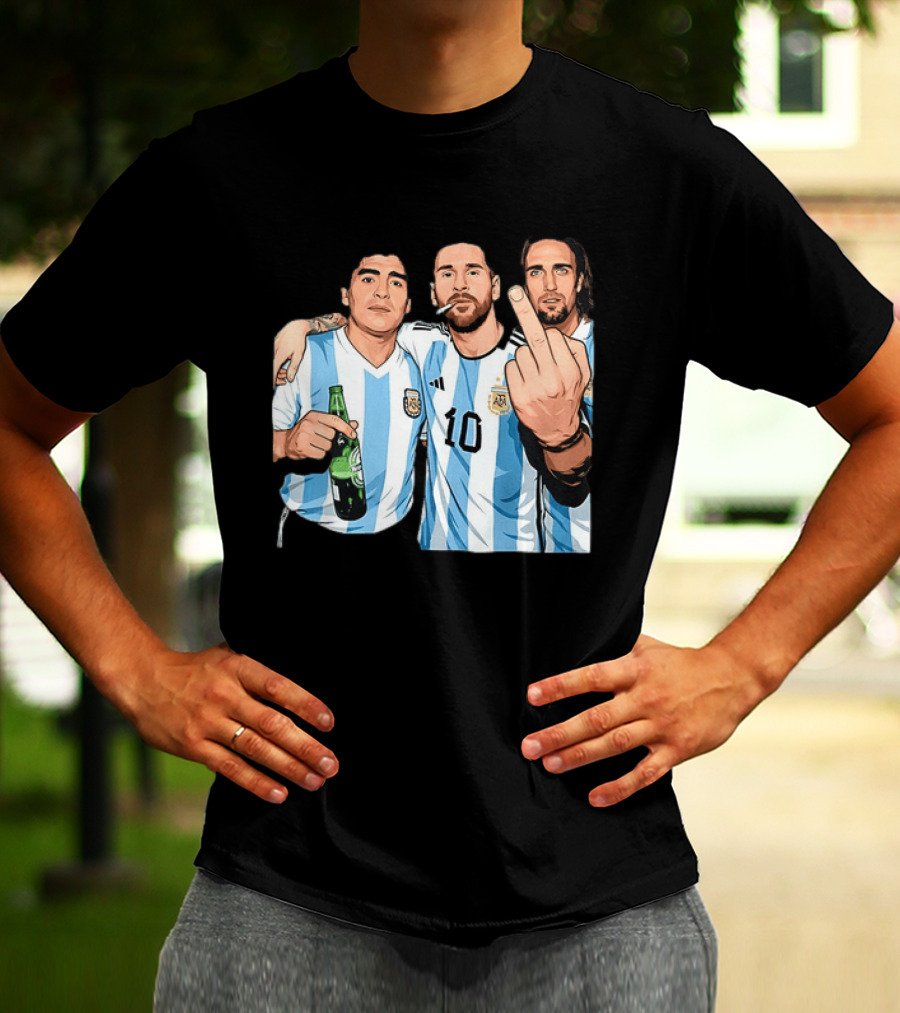 Messi Maradona Batistuta Argentina Football Legends T-Shirt