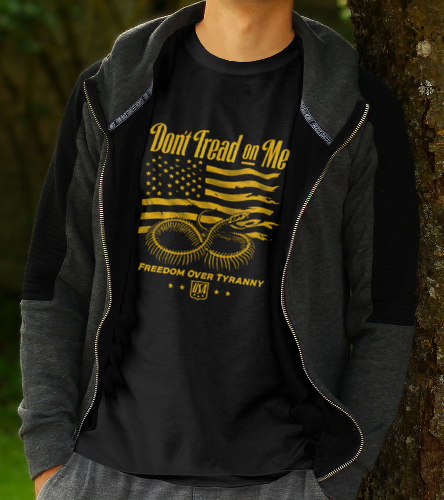 Don't Tread On Me Freedom Over Tyranny American Flag Snake T-Shirt
