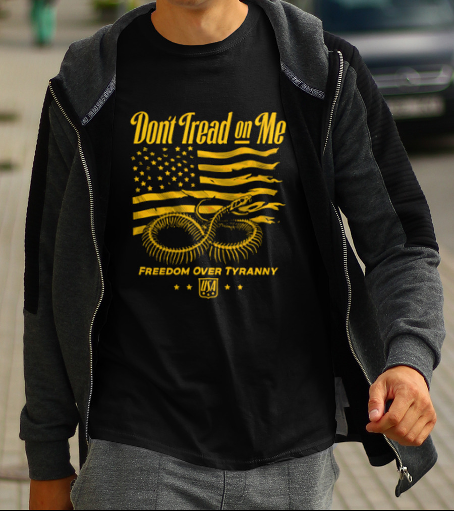 Don't Tread On Me Freedom Over Tyranny American Flag Snake T-Shirt
