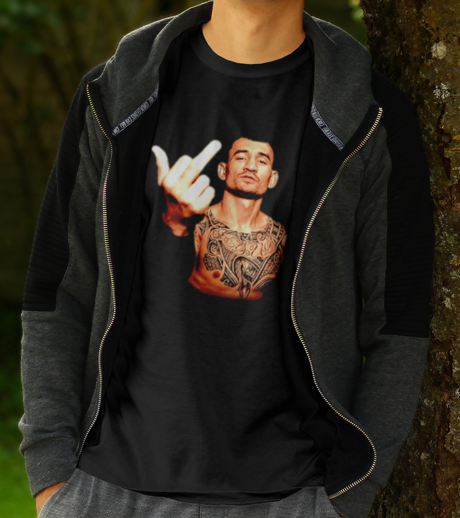 Max Holloway UFC Fighter Pose Middle Finger Tattoo T-Shirt