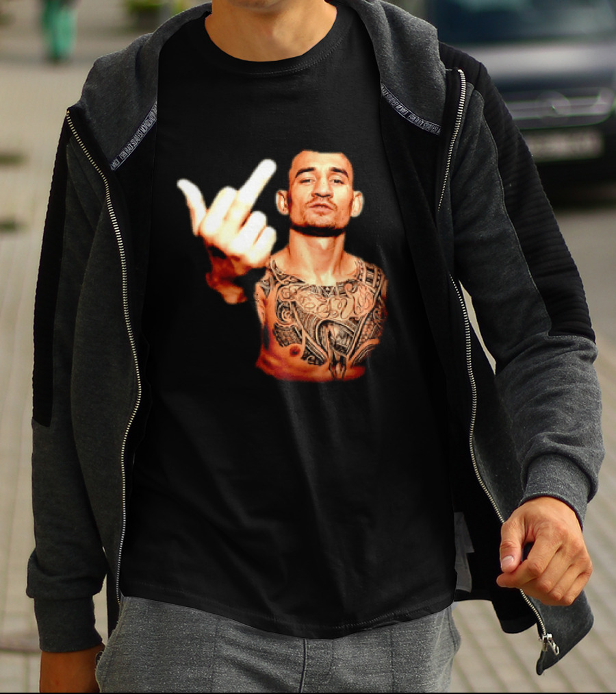 Max Holloway UFC Fighter Pose Middle Finger Tattoo T-Shirt