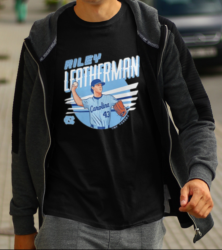 North Carolina Tar Heels Riley Leatherman Baseball Carolina 43 T-Shirt