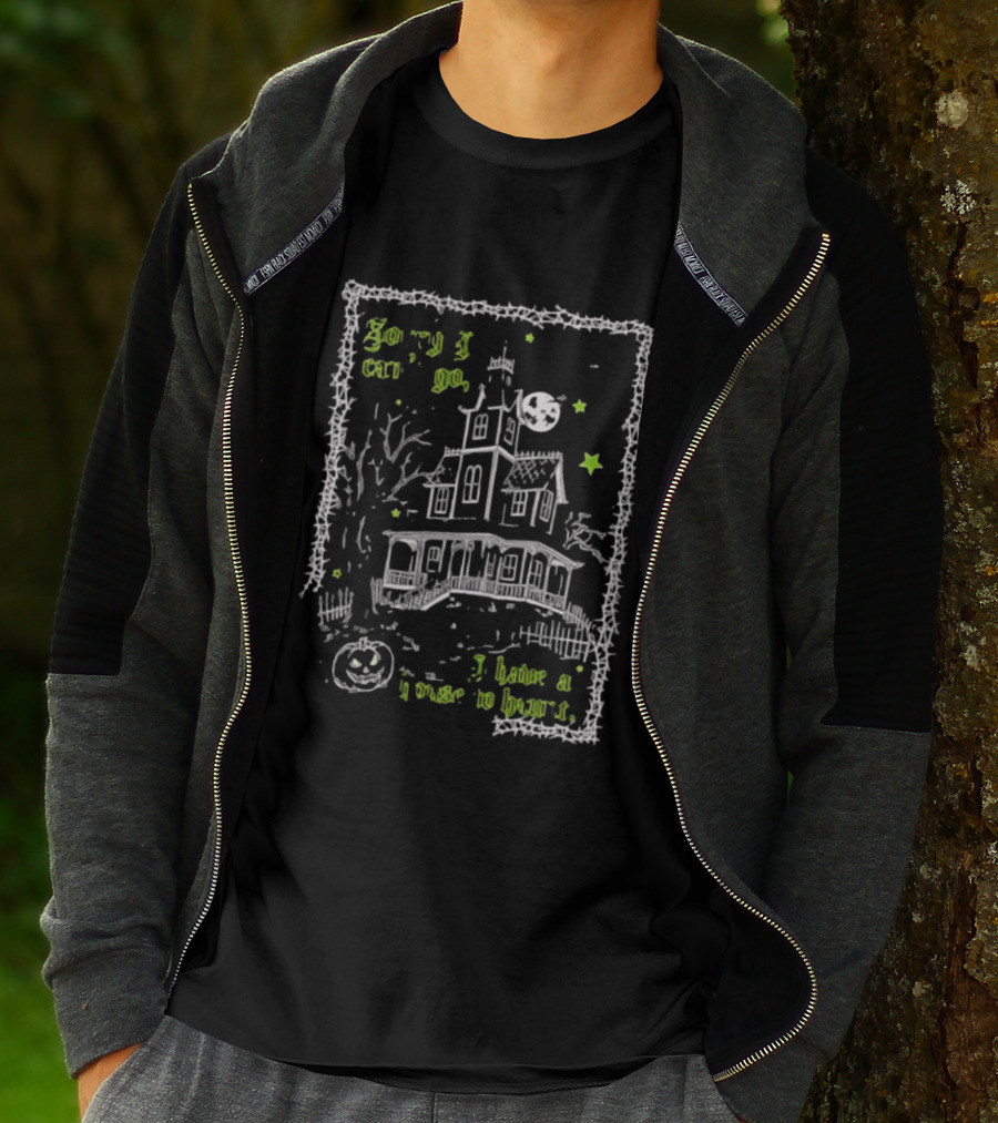 Sorry I Can't Go I Have A House To Haunt Halloween Haunted House Moon Stars T-Shirt