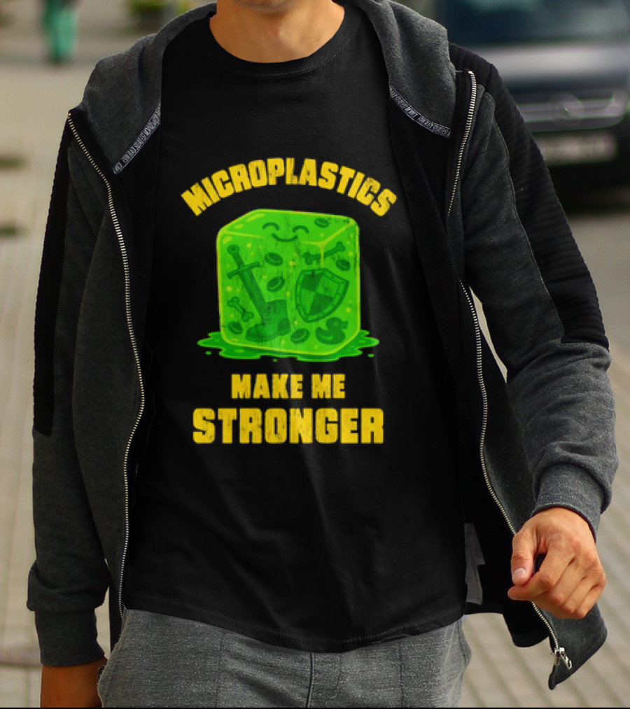 Microplastics Make Me Stronger Gelatinous Block Sword Shield Boot T-Shirt