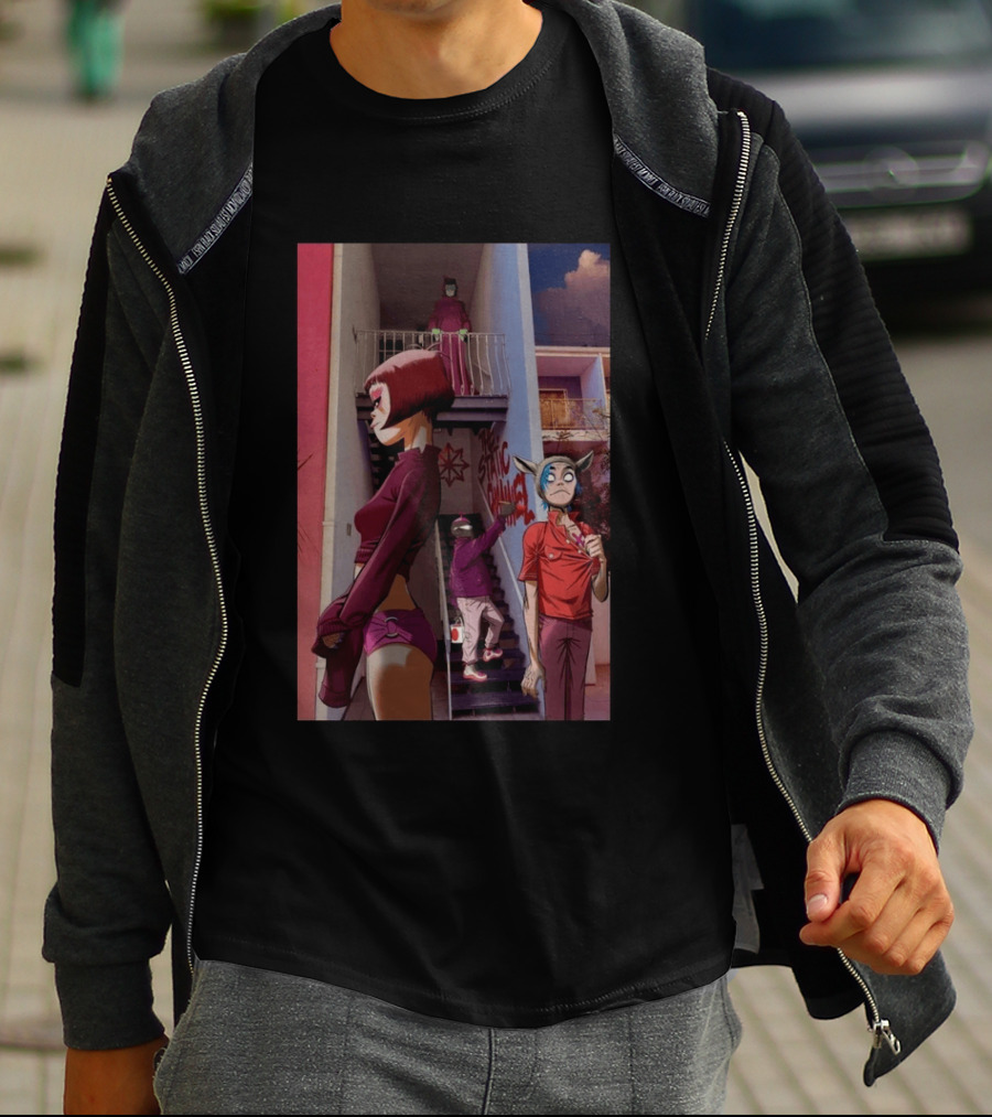 GORILLAZ The Stainz Staircase Characters T-Shirt