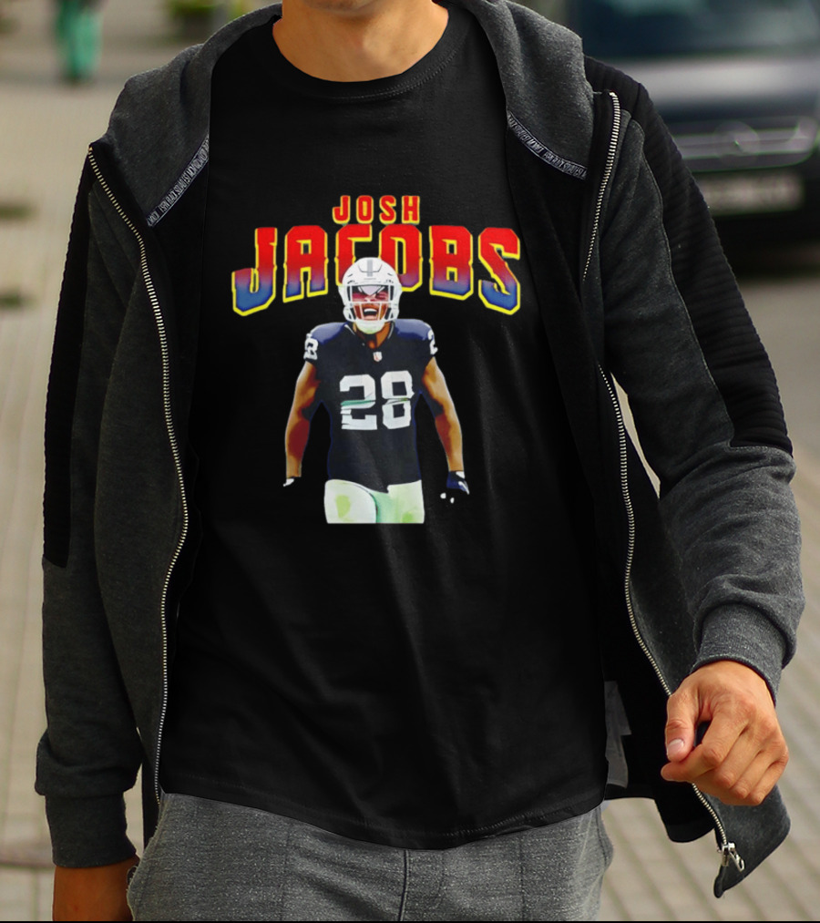 Josh Jacobs Number 28 Raiders NFL Celebration T-Shirt