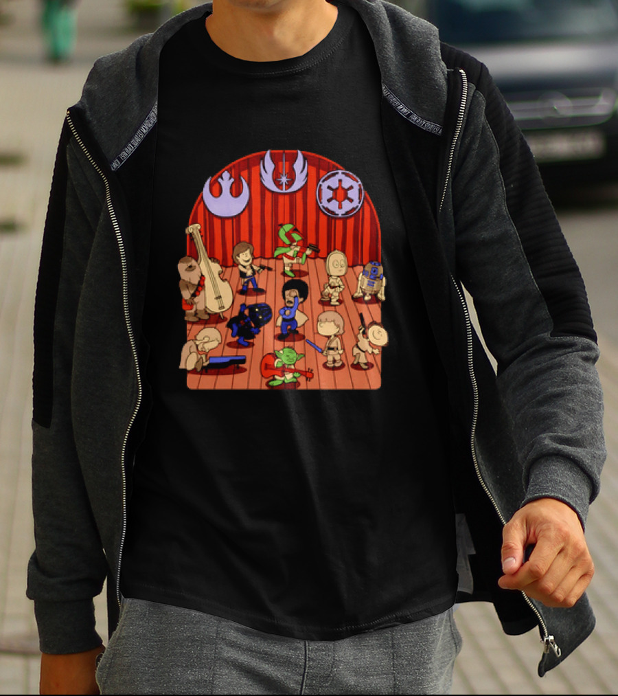 Star Wars Peanuts Characters Band With Iconic Symbols Mashup T-Shirt