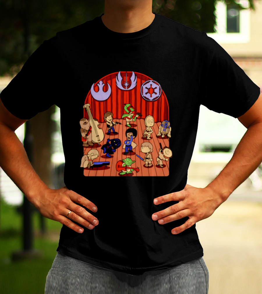 Star Wars Peanuts Characters Band With Iconic Symbols Mashup T-Shirt