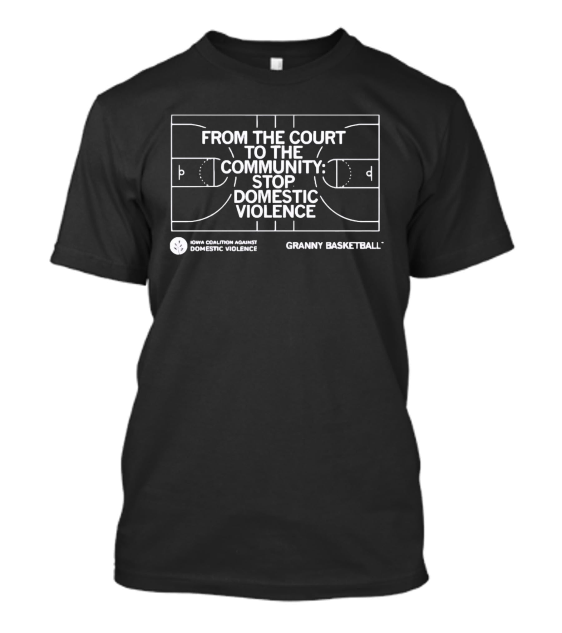 Iowa Coalition Against Domestic Violence From The Court To The Community Stop Domestic Violence Granny Basketball T-Shirt