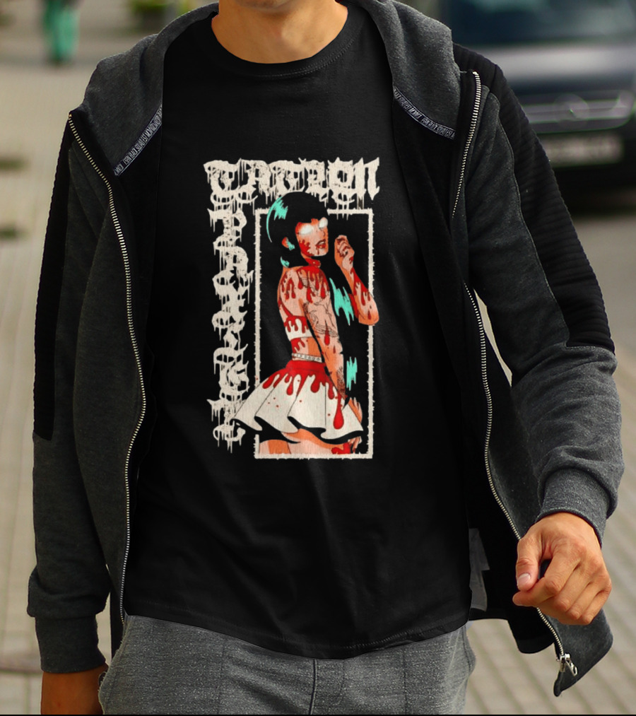 Vampen Anime Girl Horror Aesthetic Gore Dripping Gothic T-Shirt