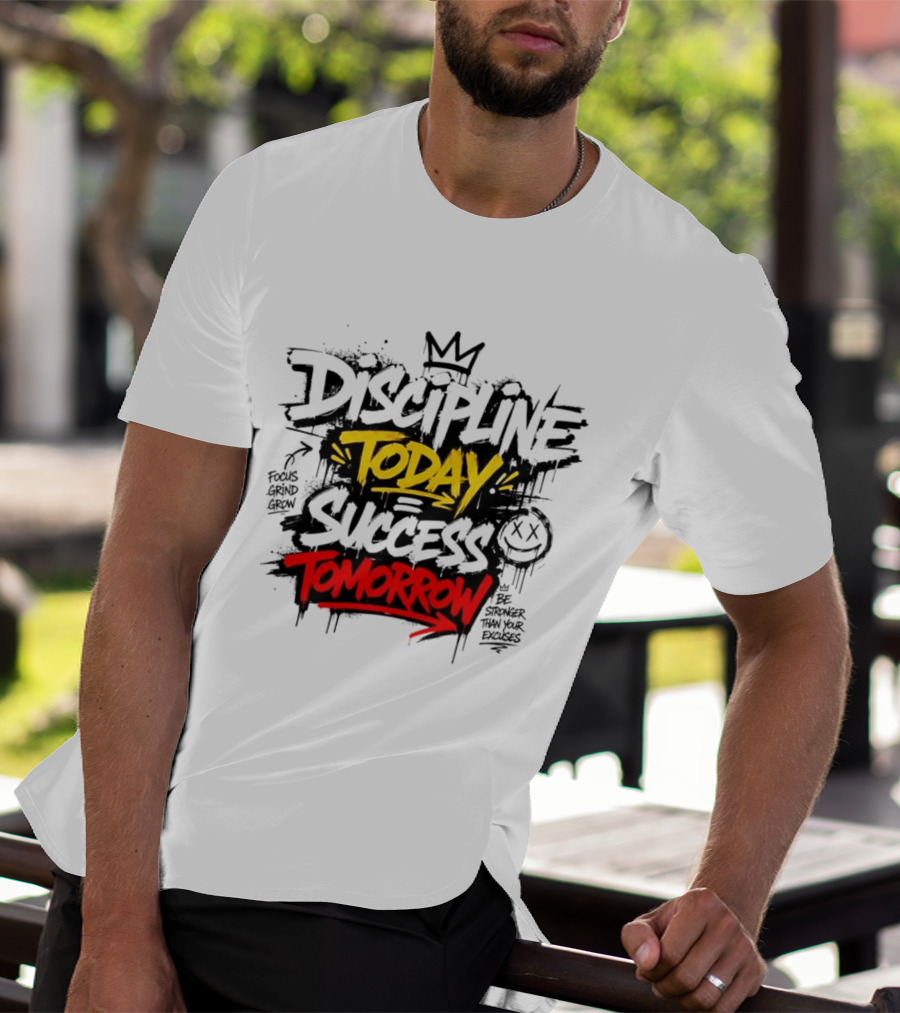 Discipline Today Success Tomorrow Motivational Graffiti T-Shirt