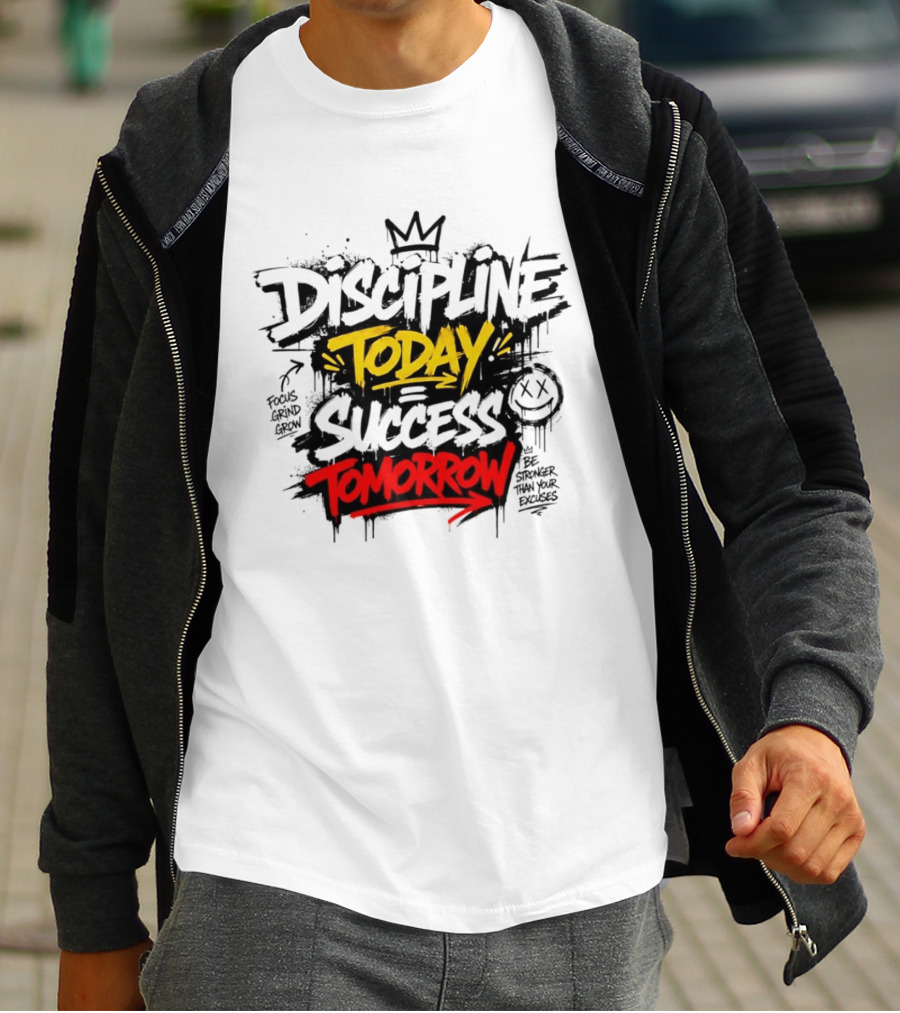 Discipline Today Success Tomorrow Motivational Graffiti T-Shirt