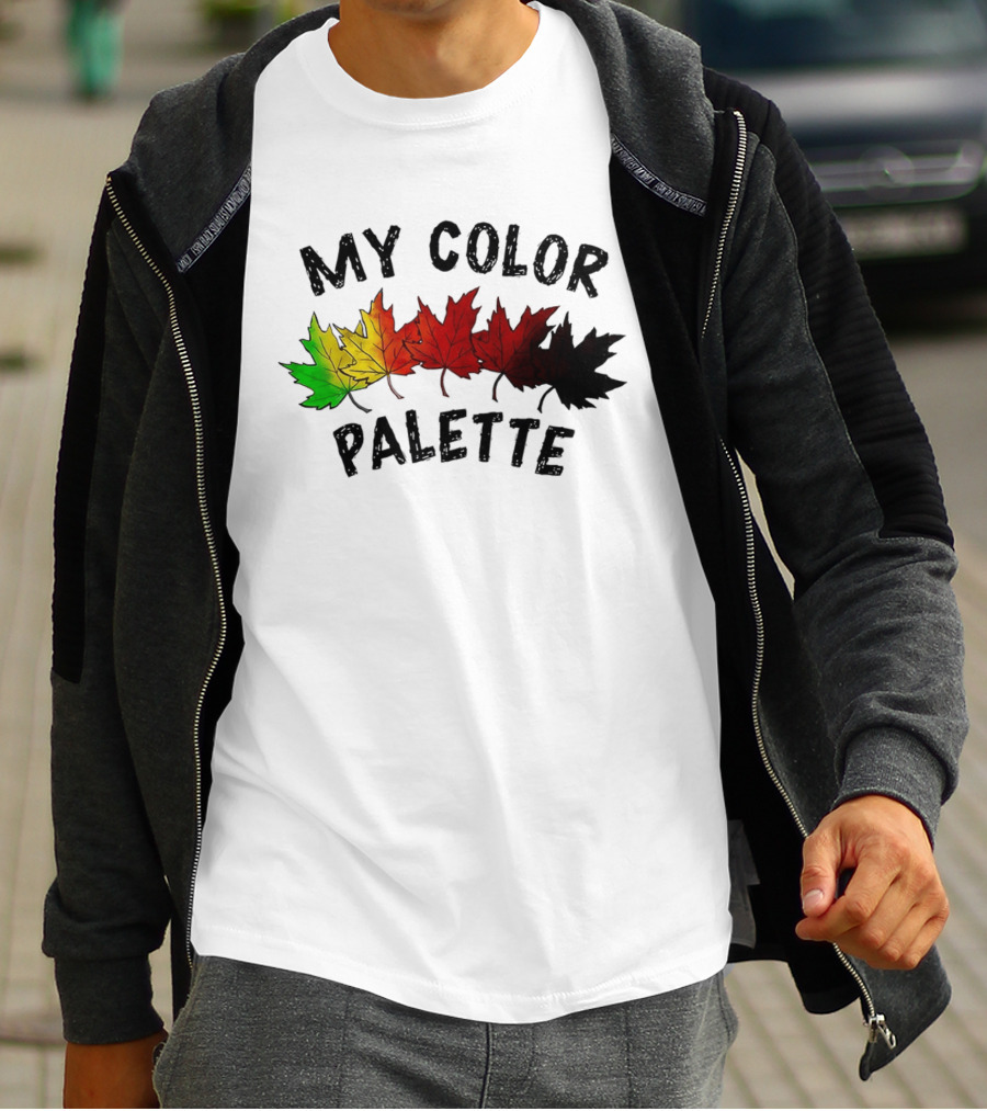 My Color Palette Autumn Leaves Green Yellow Orange Red Brown Black T-Shirt