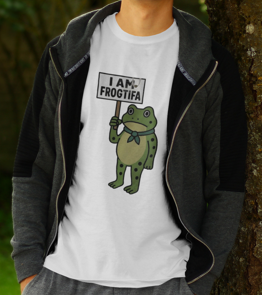 I AM FROGTIFA Frog Holding Sign T-Shirt