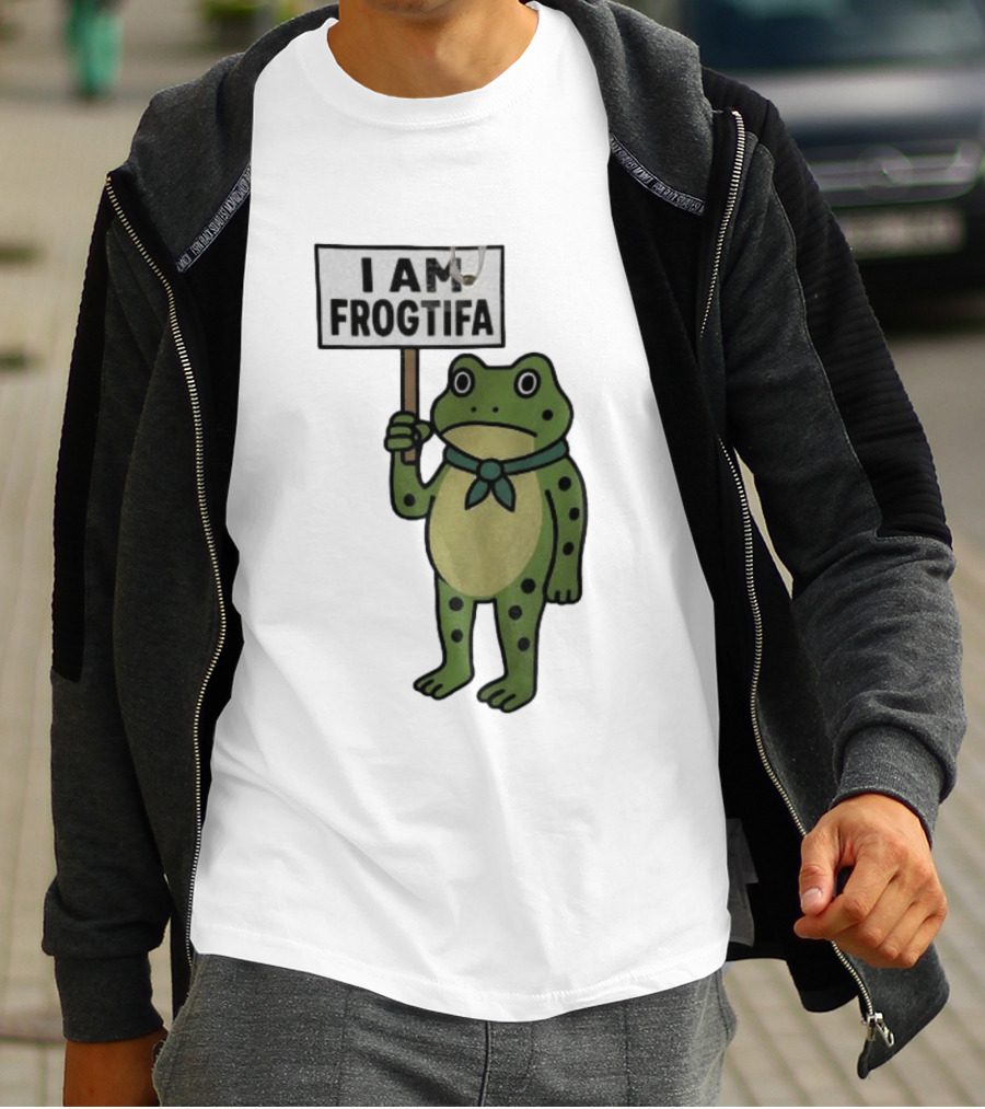 I AM FROGTIFA Frog Holding Sign T-Shirt
