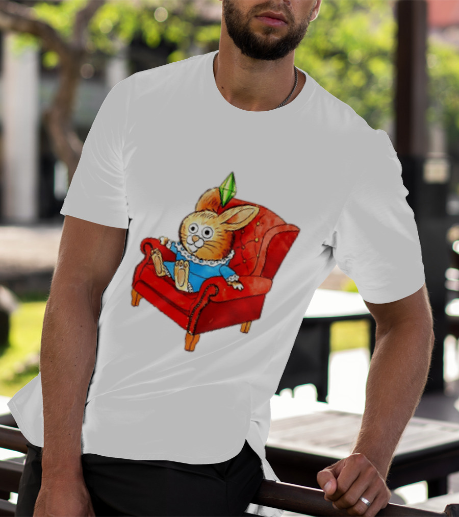 Rabbit They're Turning Me Into A Data Center Tomorrow Green Plumbob Red Couch Blue Dress T-Shirt