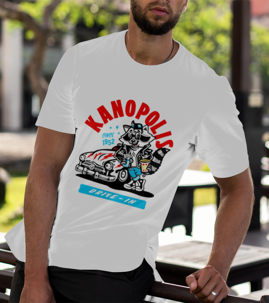 Kanopolis Drive In Since 1952 Raccoon Car T-Shirt