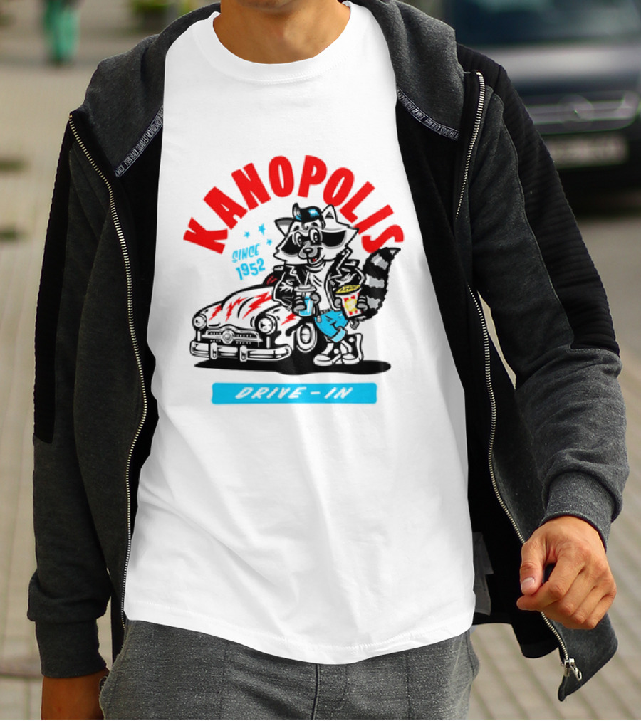 Kanopolis Drive In Since 1952 Raccoon Car T-Shirt