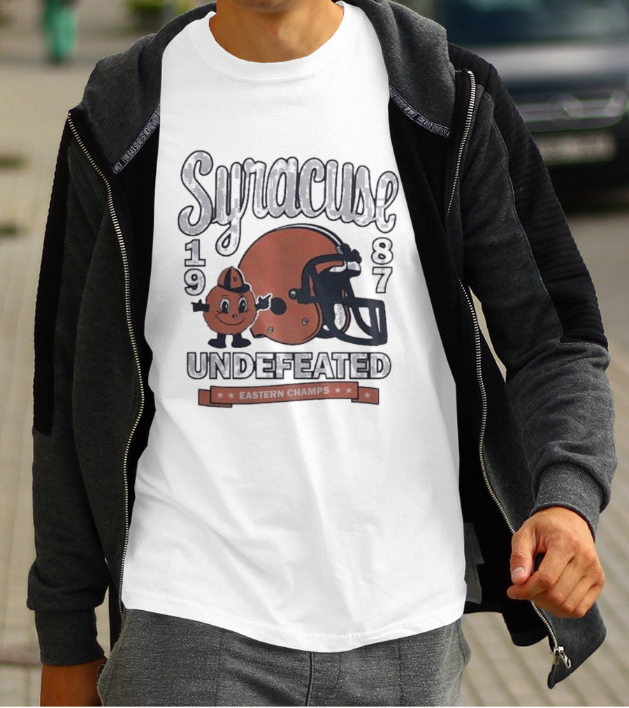 Syracuse 1987 Undefeated Eastern Champs Football Helmet Orange T-Shirt
