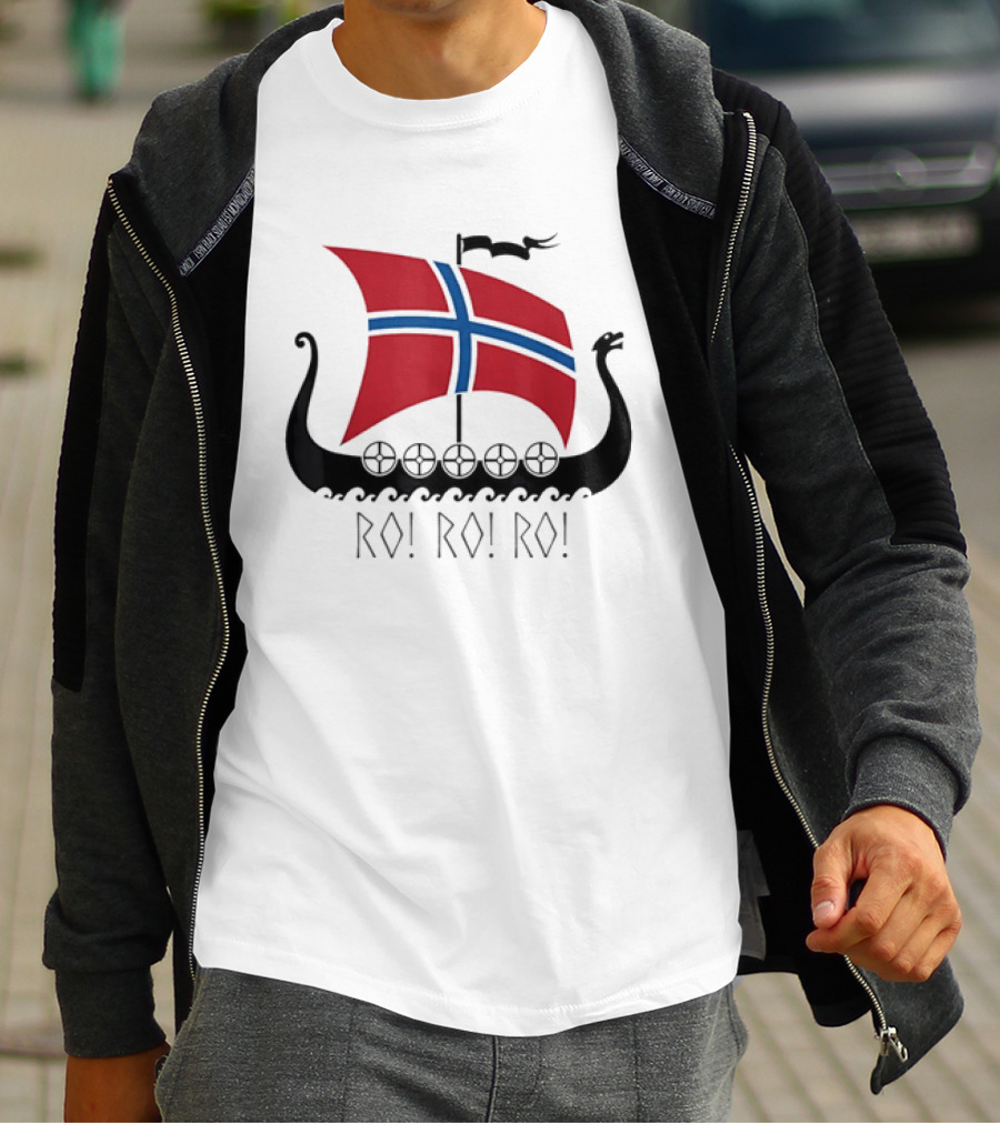 Viking Ship Norwegian Flag Ro Ro Ro T-Shirt