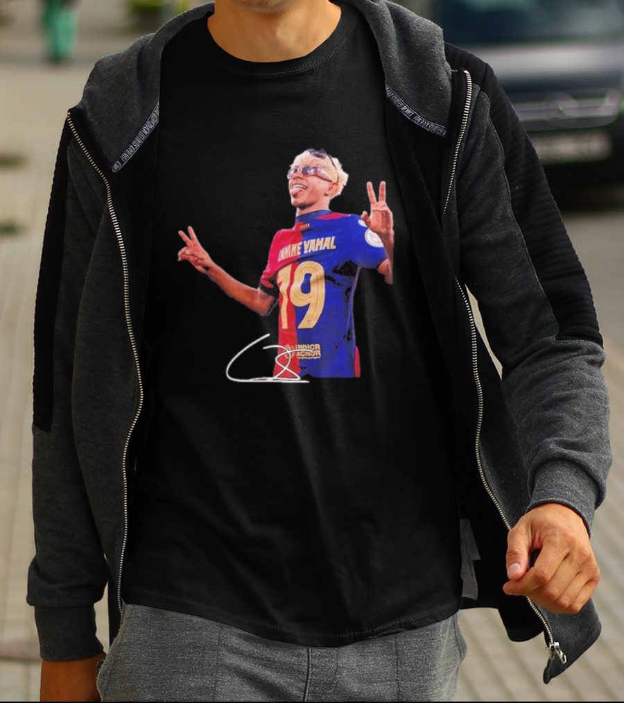 Lamine Yamal Barcelona Peace Sign Celebration 19 Jersey T-Shirt