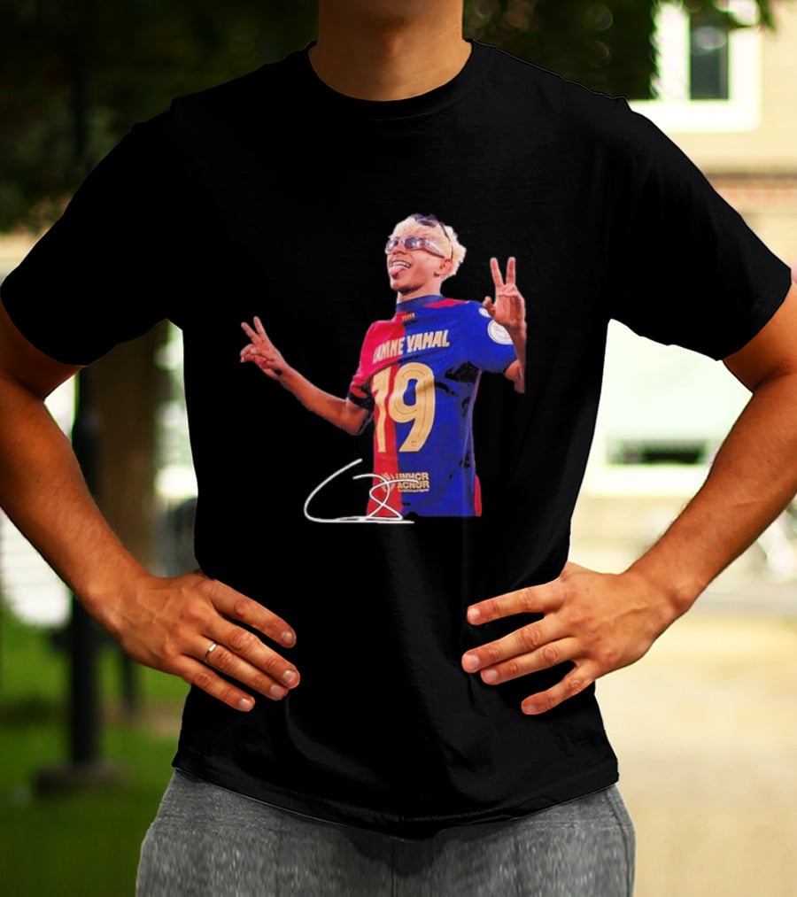 Lamine Yamal Barcelona Peace Sign Celebration 19 Jersey T-Shirt