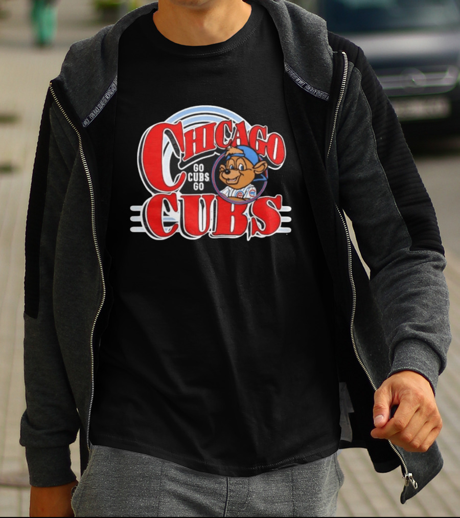 Chicago Cubs Go Cubs Go MLB With Bear In Cap T-Shirt