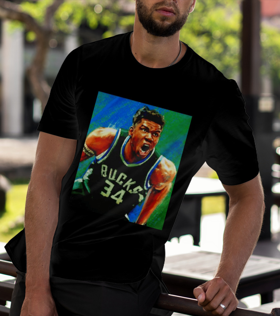Giannis Antetokounmpo Bucks No 34 Jersey Art Basketball Star T-Shirt