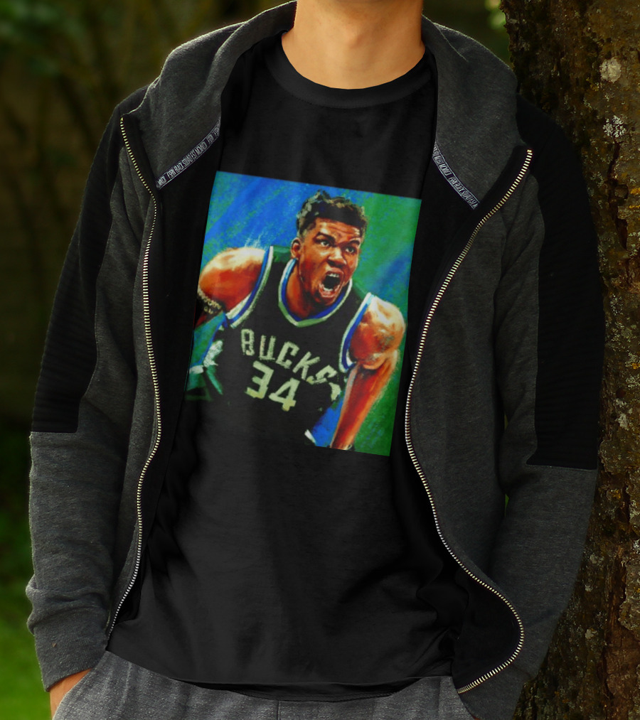 Giannis Antetokounmpo Bucks No 34 Jersey Art Basketball Star T-Shirt