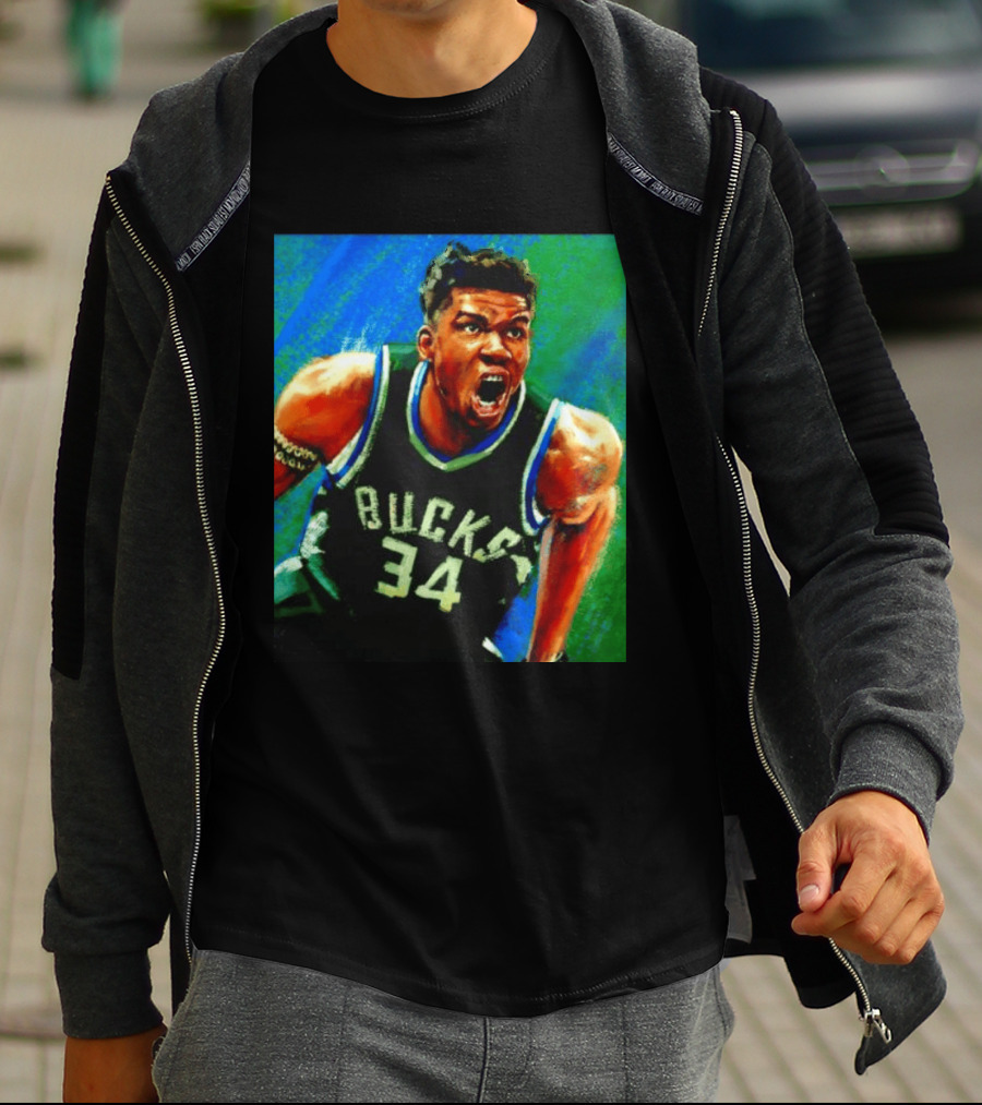 Giannis Antetokounmpo Bucks No 34 Jersey Art Basketball Star T-Shirt