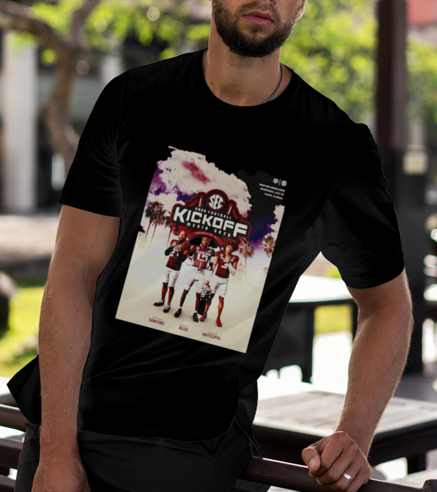 2026 Football SEC Kickoff Media Days Texas A&M Daymion Sanford Marcel Reed Marcus Ratcliffe T-Shirt
