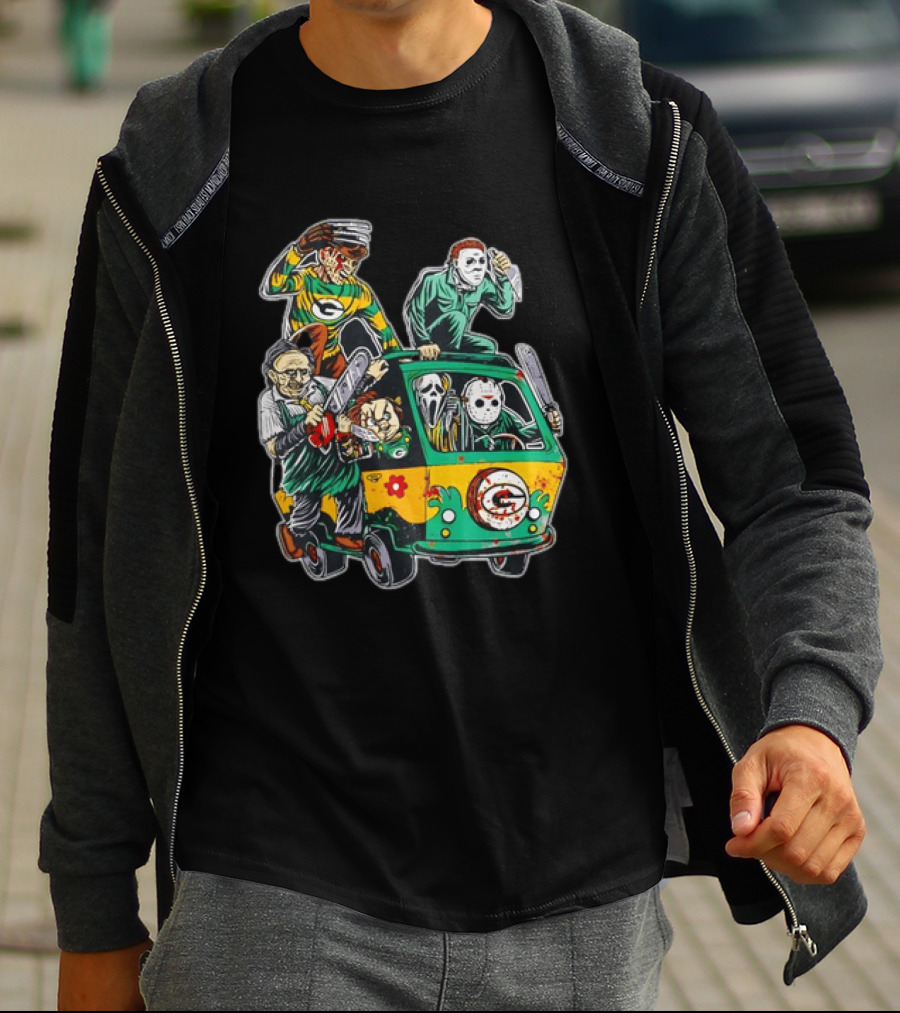 Horror Villains Green Bay Packers Mystery Machine T-Shirt