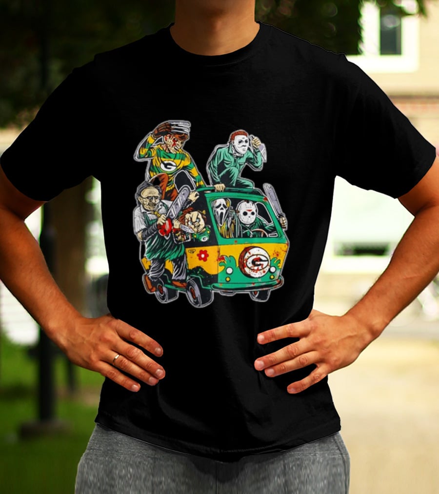 Horror Villains Green Bay Packers Mystery Machine T-Shirt
