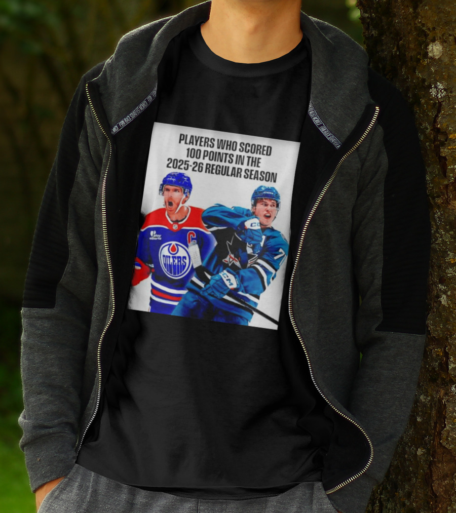Edmonton Oilers San Jose Sharks 100 Points 2025 26 Regular Season Players T-Shirt
