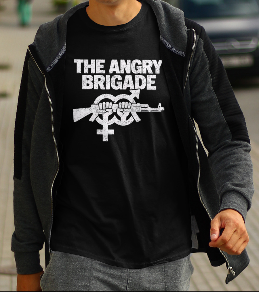The Angry Brigade Symbol Fists Holding Rifle T-Shirt