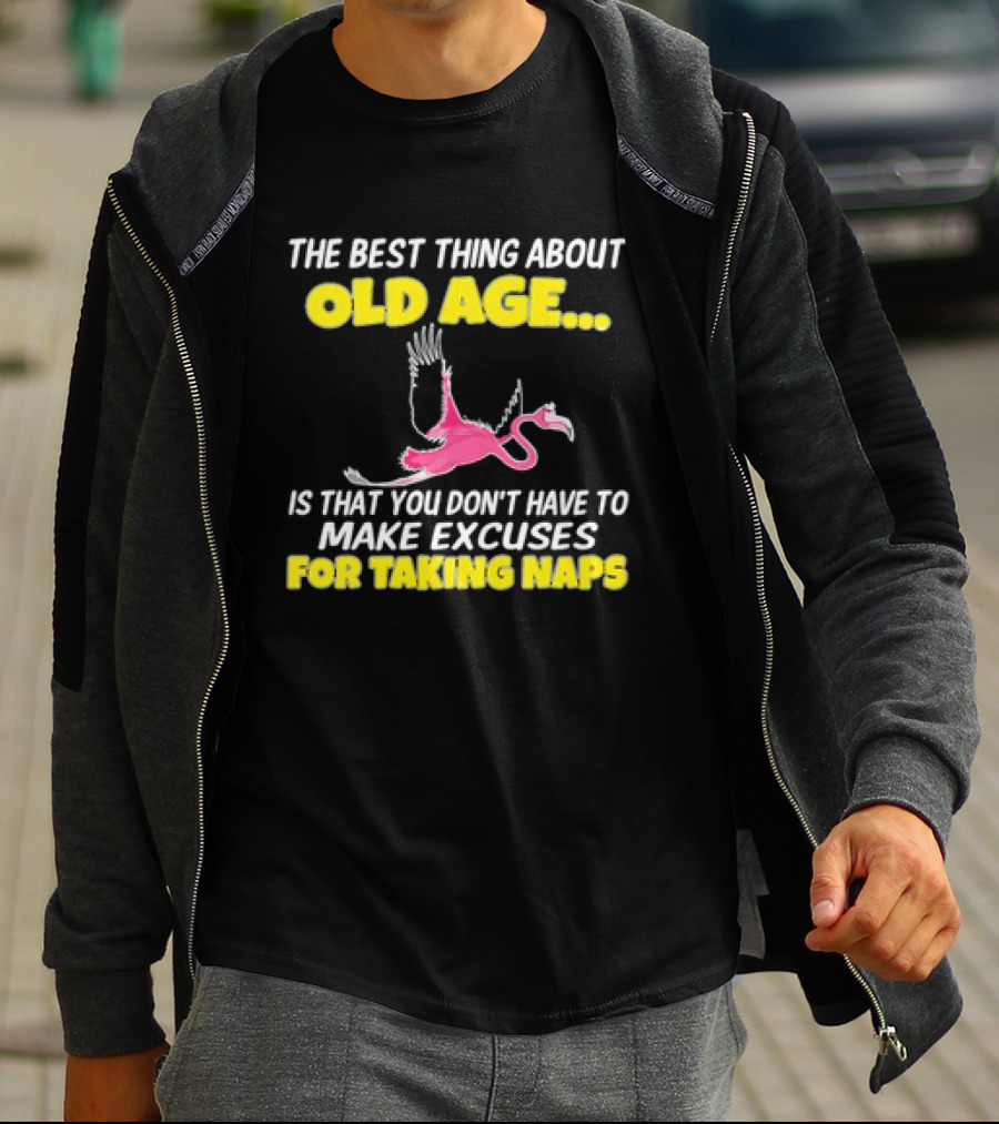 The Best Thing About Old Age Is You Don't Have To Make Excuses For Taking Naps Flamingo T-Shirt