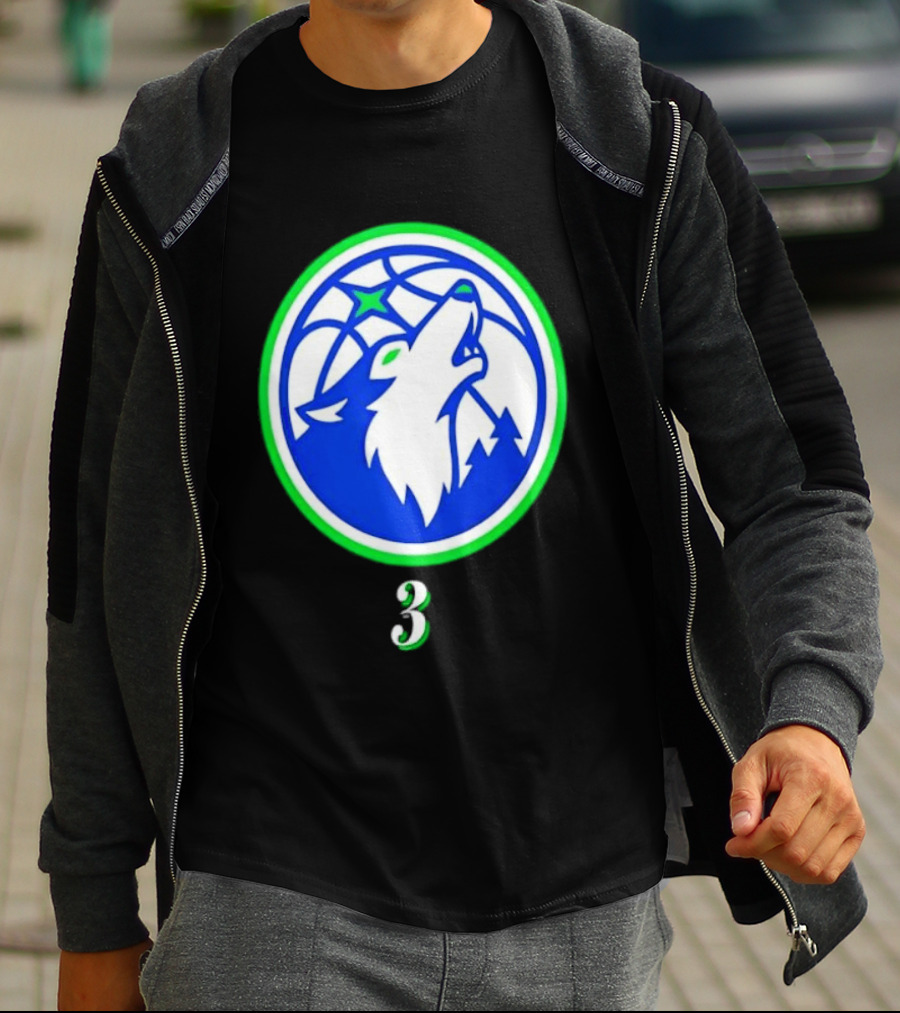 Jaden McDaniels Minnesota Timberwolves 3 Wolf Basketball T-Shirt