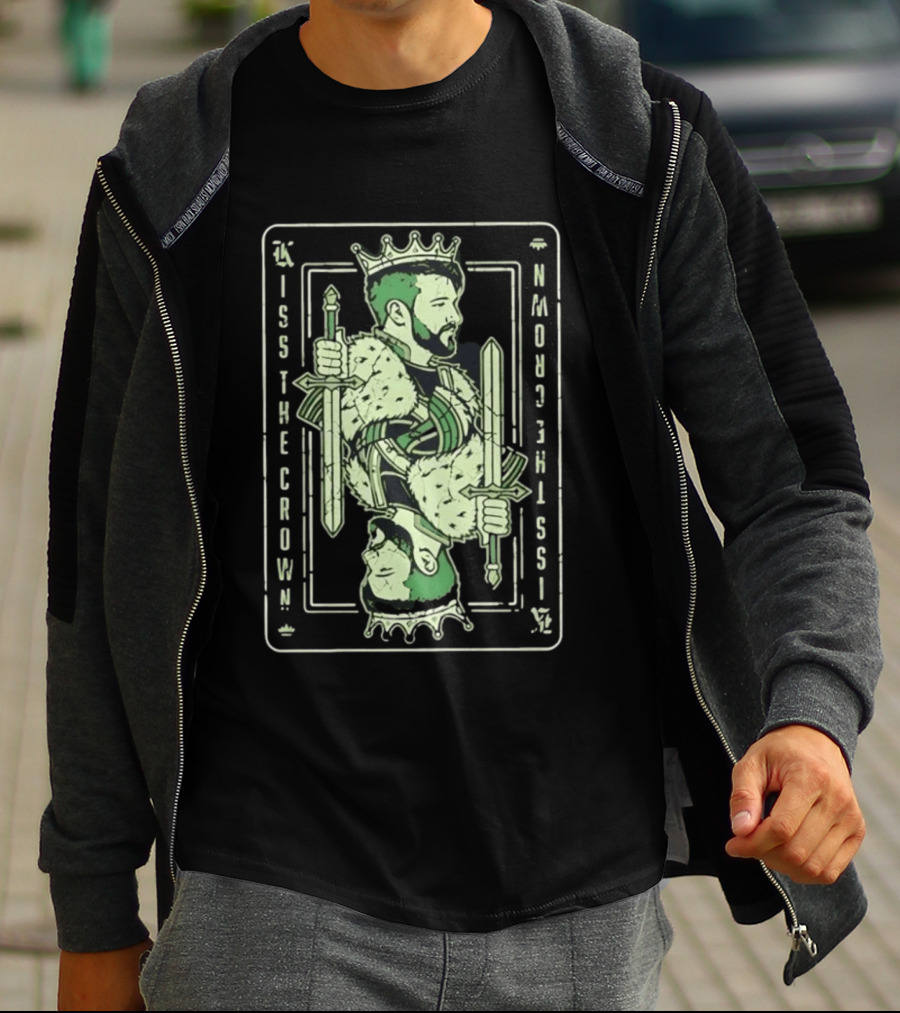 Kiss The Crown Bearded King With Dual Swords Playing Card T-Shirt