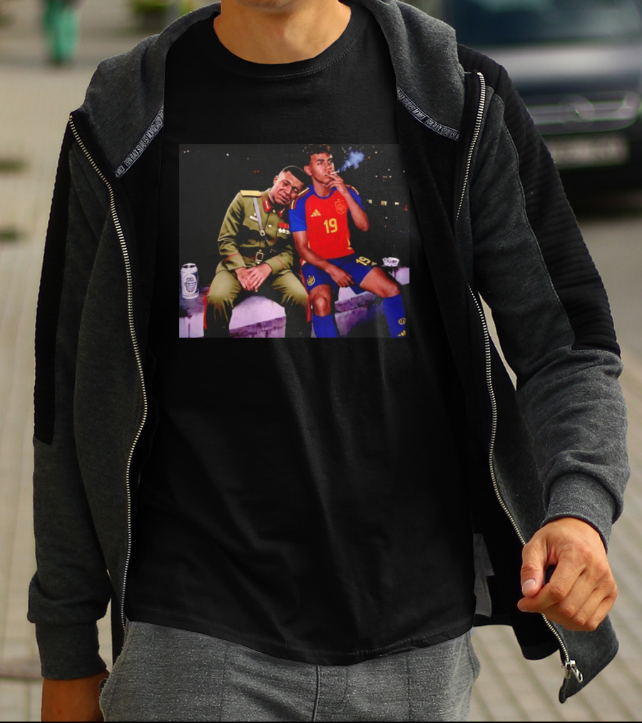 Kylian Mbappe And Lamine Yamal Smoking Spain Number 19 Soccer T-Shirt
