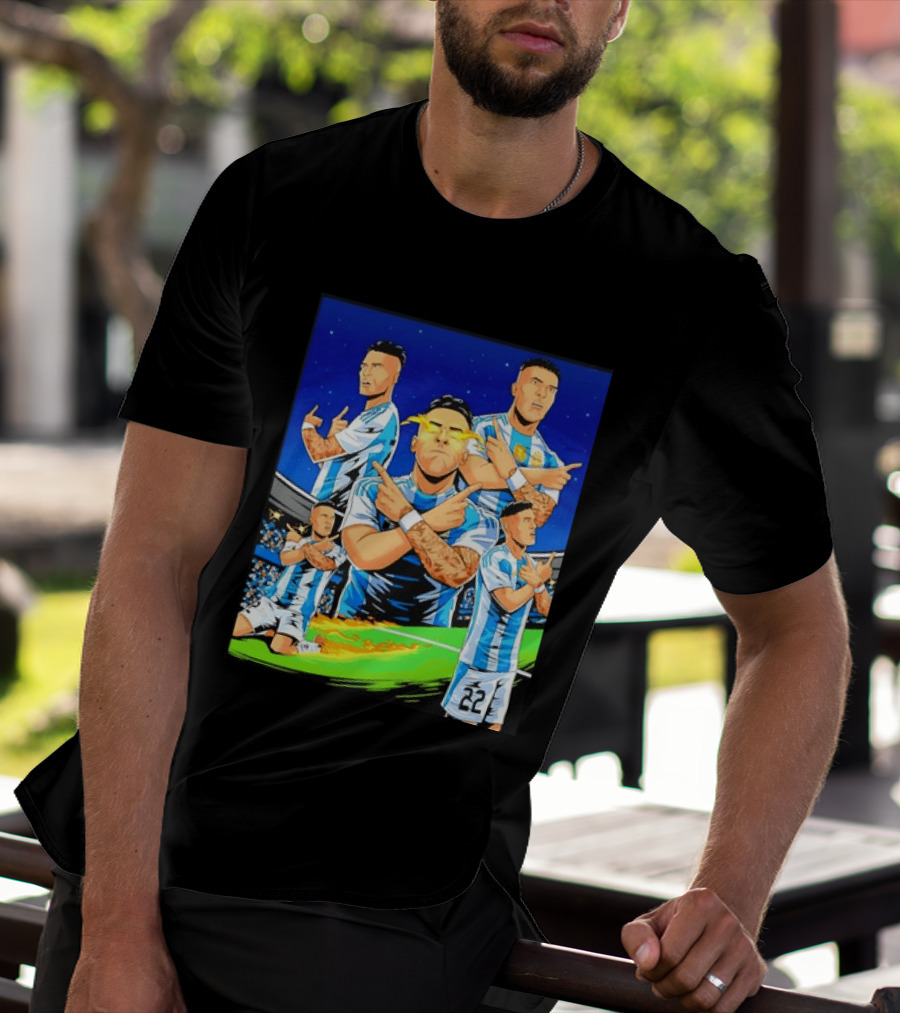 Lautaro Martinez Argentina National Team Collage Soccer Star Celebration T-Shirt
