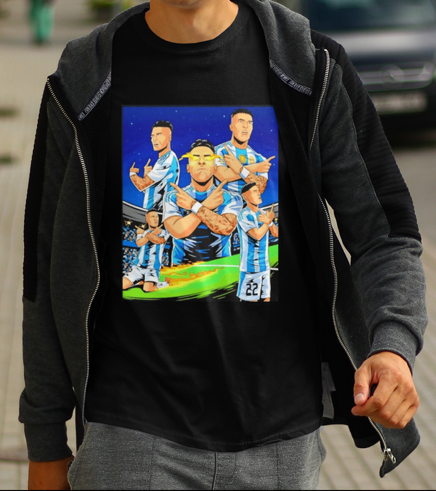 Lautaro Martinez Argentina National Team Collage Soccer Star Celebration T-Shirt