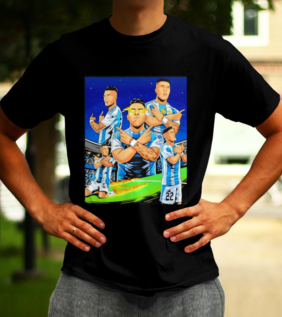 Lautaro Martinez Argentina National Team Collage Soccer Star Celebration T-Shirt
