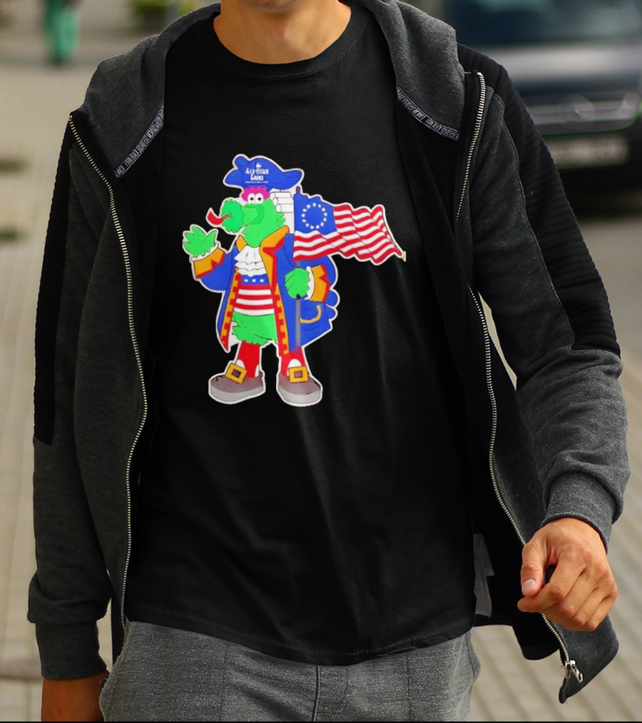 Phillie Phanatic Patriotic 2026 All Star Game Philadelphia Phillies American Flag MLB T-Shirt