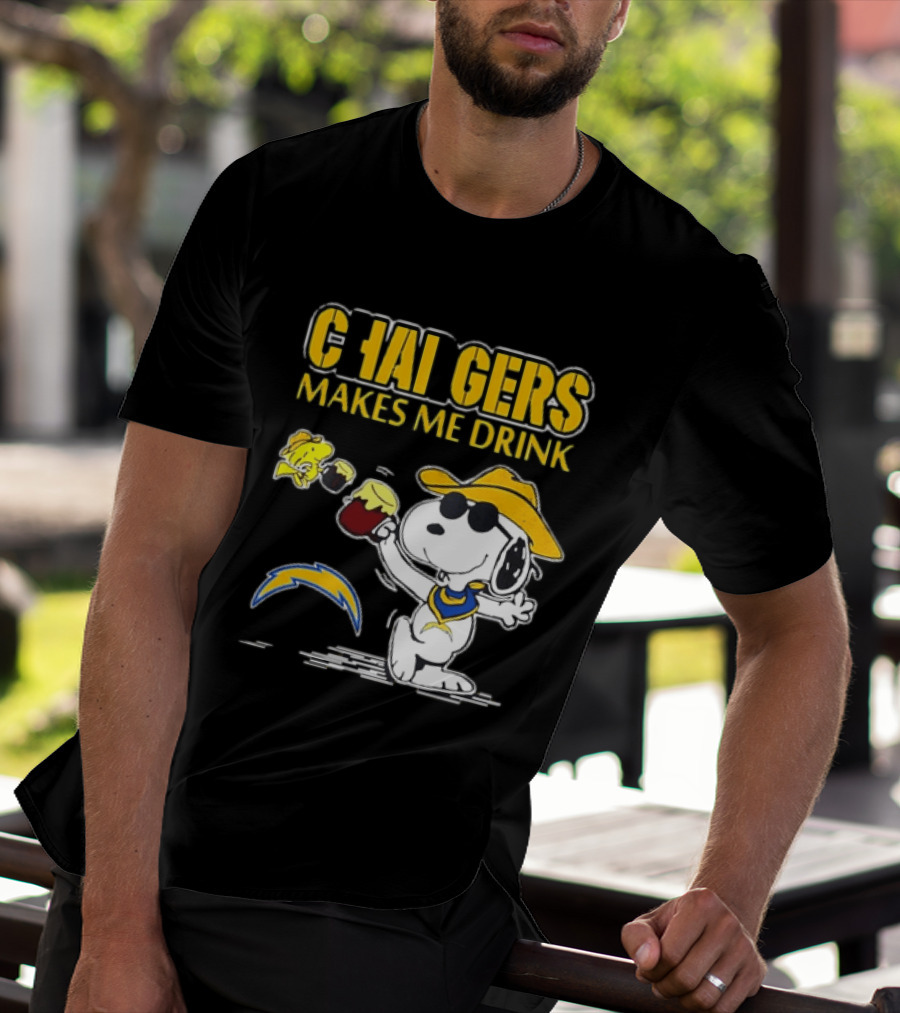 Snoopy Drinking Beer Chargers Makes Me Drink T-Shirt