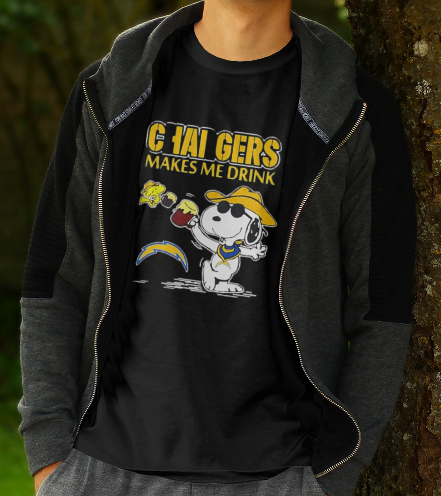 Snoopy Drinking Beer Chargers Makes Me Drink T-Shirt