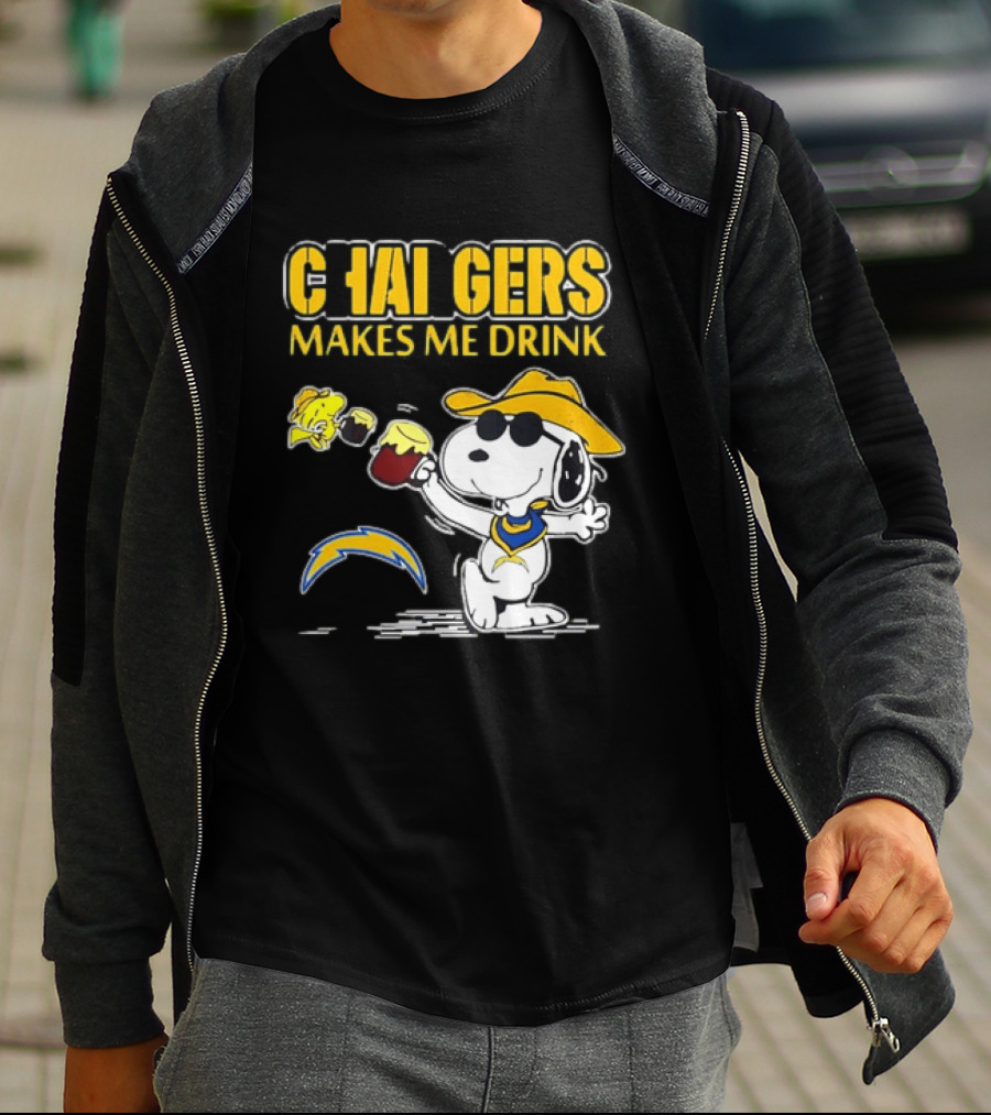 Snoopy Drinking Beer Chargers Makes Me Drink T-Shirt