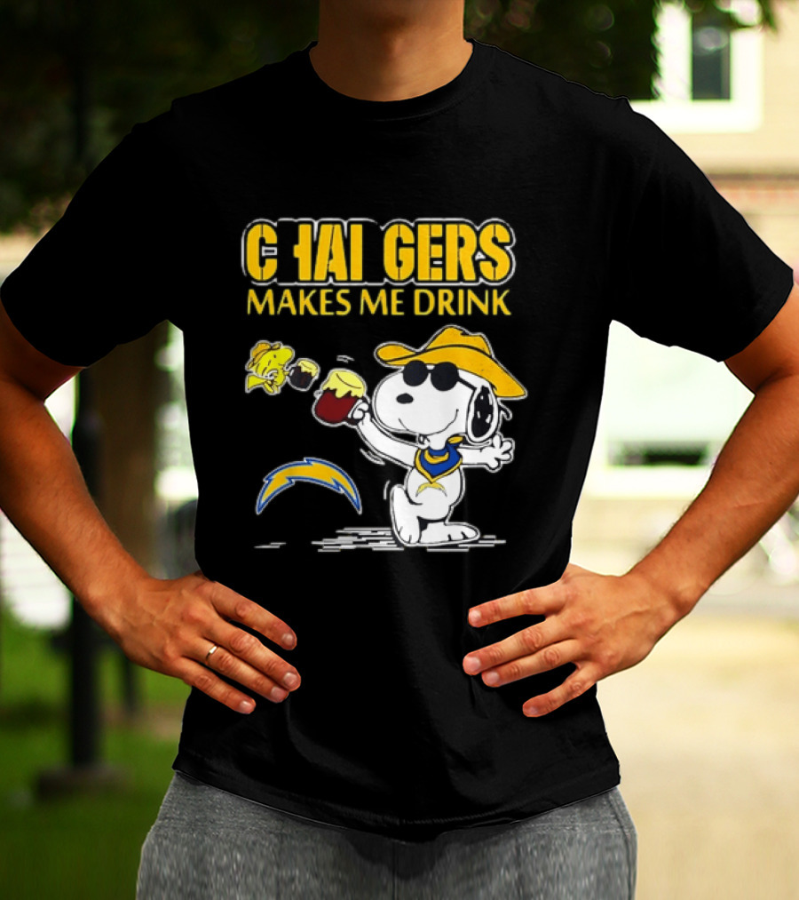 Snoopy Drinking Beer Chargers Makes Me Drink T-Shirt