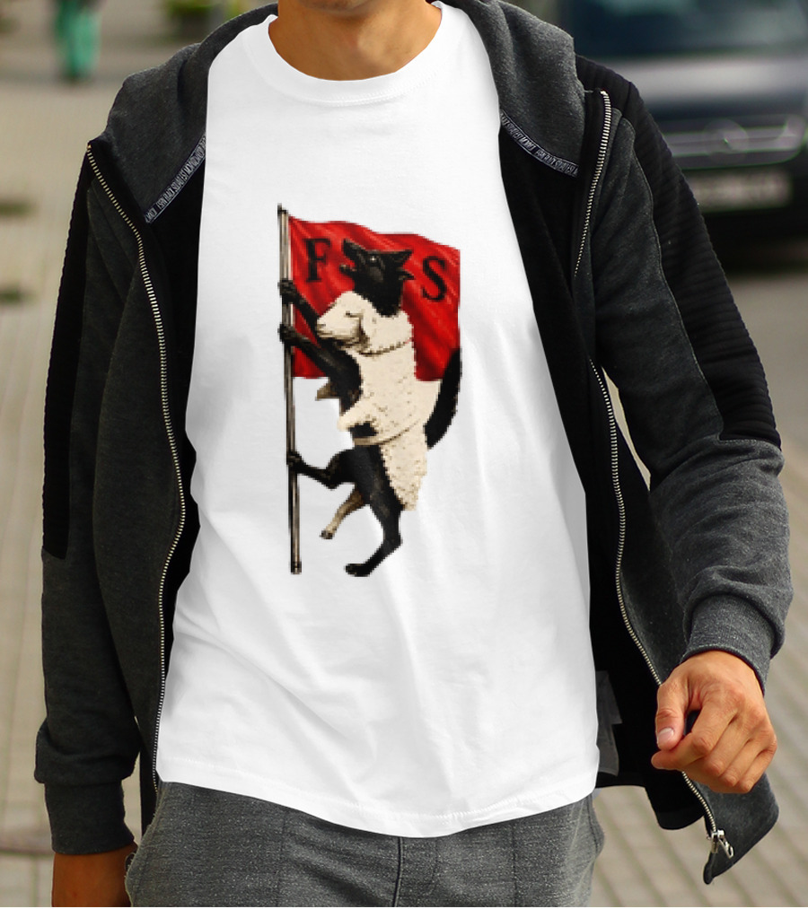 FS Black Cat Carrying Lamb Red Flag T-Shirt